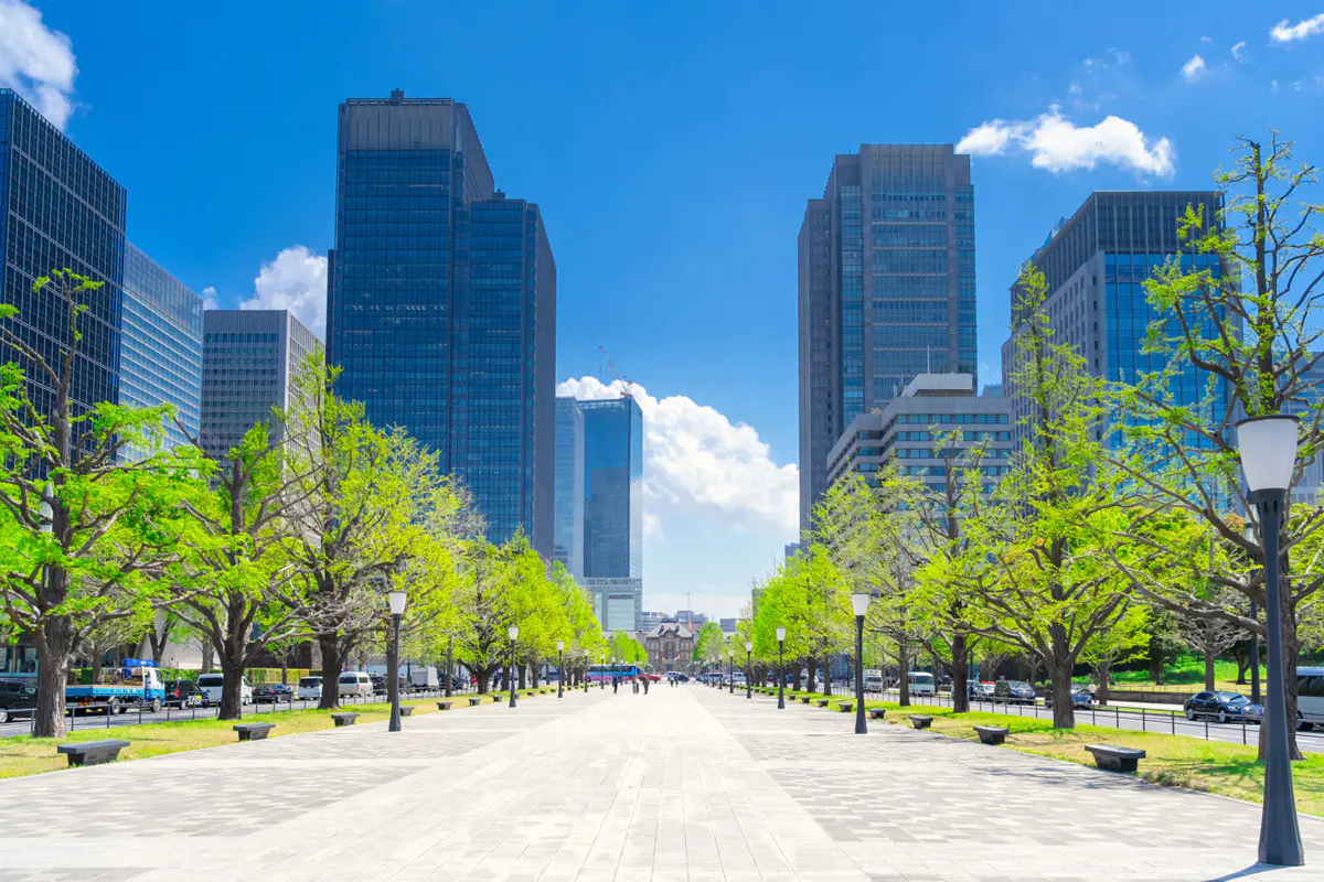 Tokyo skyline with modern high-rise apartment buildings and premium residential towers