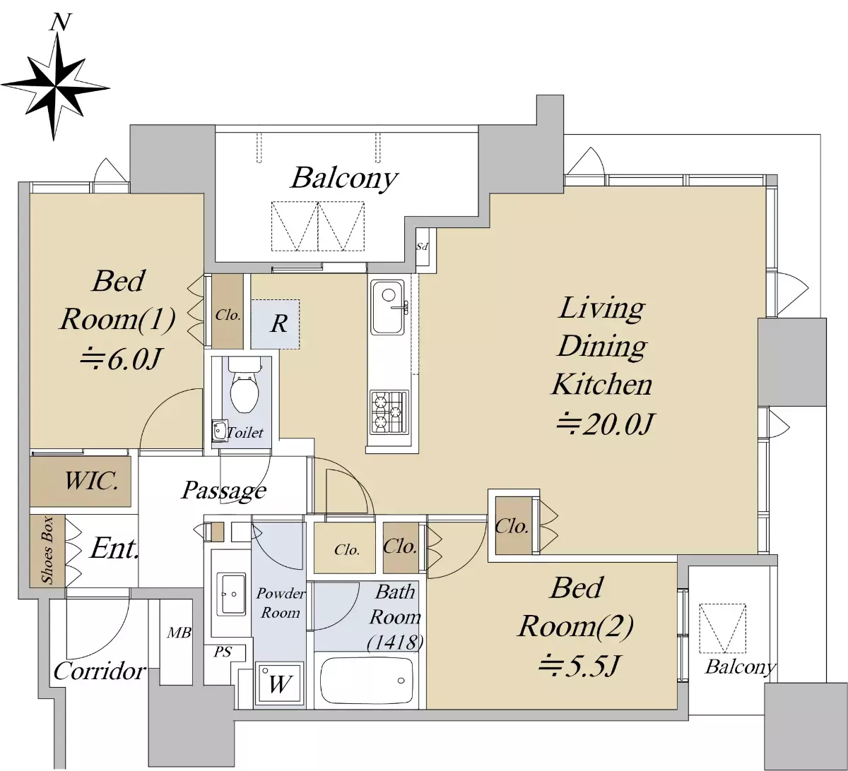 2Beds Apartment for Sale in Kita-ku, Osaka-shi, Osaka