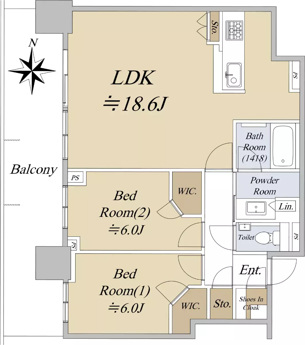 2Beds Apartment for Sale in Kita-ku, Osaka-shi, Osaka